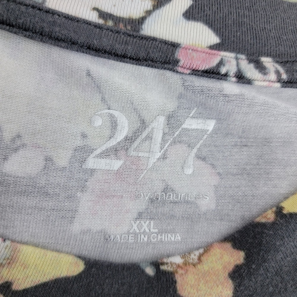24/7 by Maurices Womens XXL Soft Gray Floral Short Sleeve Crew Neck Tee T-Shirt - Picture 5 of 8